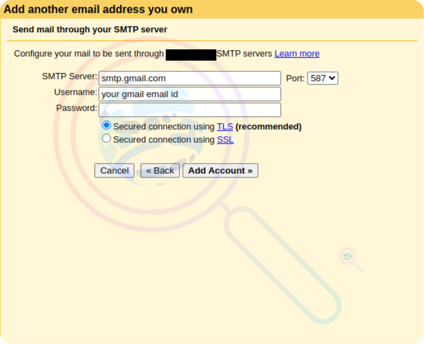 SMTP configuration