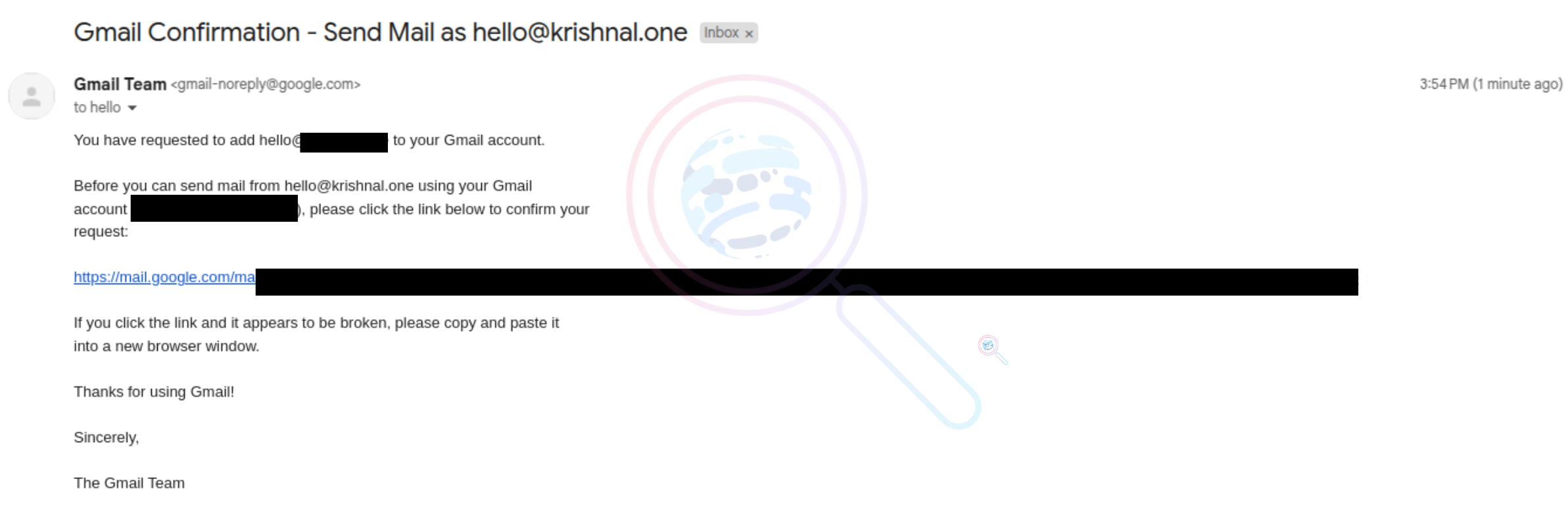 Verification email