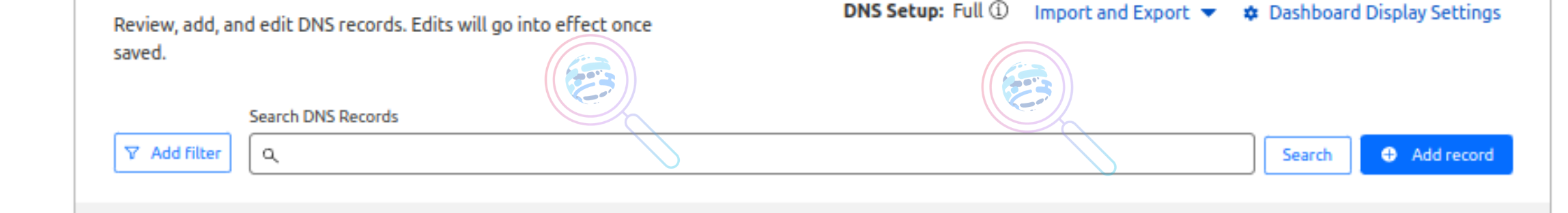 DNS records section