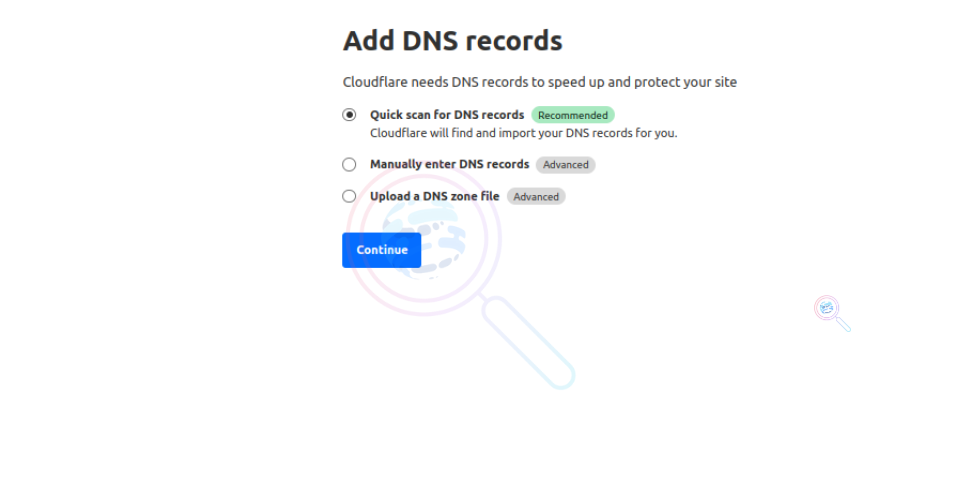 Cloudflare DNS records window