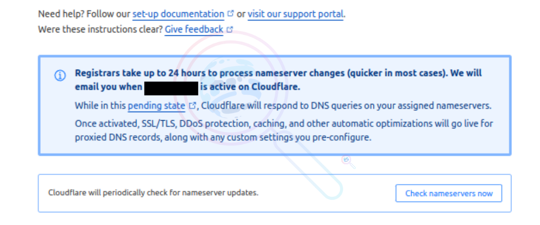 Cloudflare nameserver warning